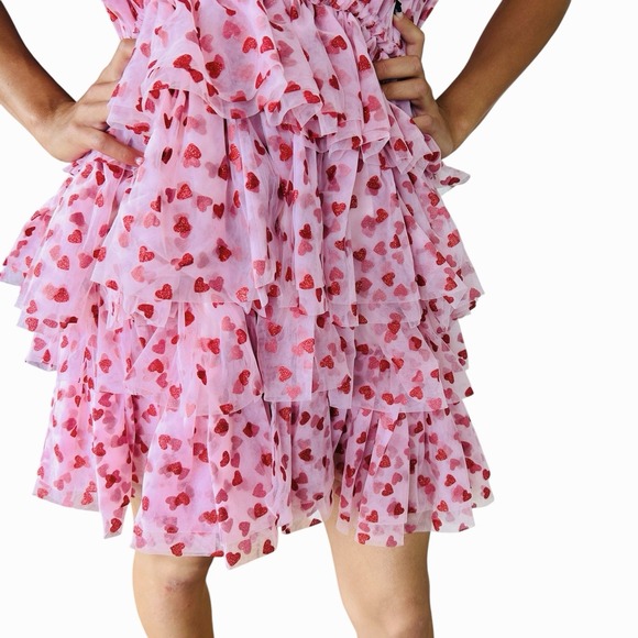 Mable Heart Dress Small Fairy Valentine Mini Tulle Coquette Romantic Pink NEW - Picture 5 of 12